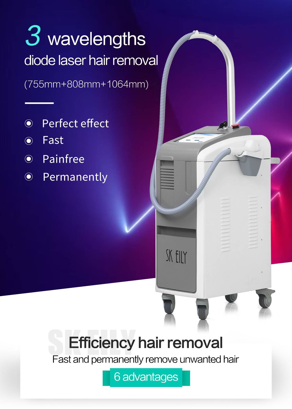 3 Wavelengths Laser Hair Removal Machine